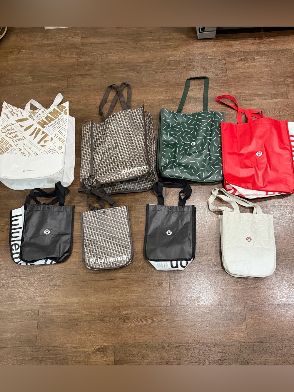 lululemon Reusable Shopping Tote Bag Lot, Multicolor All-Over 8 total